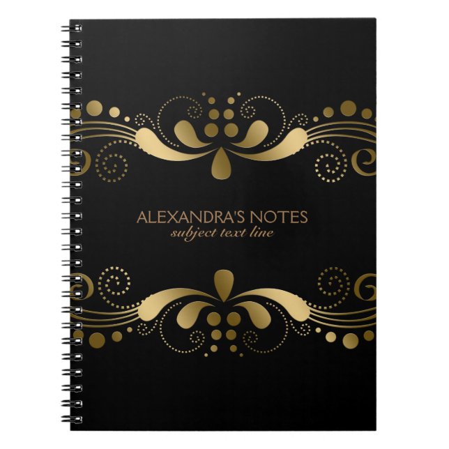 Carnet Elégant Or Tons Floral Dentelle Cadre (Devant)