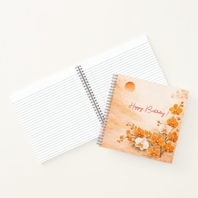 Carnet Elegant Orange Orchid Birthday (Intérieur)