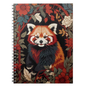 Carnet Élégant Panda Rouge William Morris Inspiré Floral
