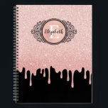 Carnet Elégant Parties scintillant rose gouttes Monogramm<br><div class="desc">Ce carnet de croquis personnalisé de 8, 5 x 11 a un monogramme noir et blanc sur une belle feuille faux rose et arrière - plan parties scintillant dégoulinant. Personnalisez-le pour l'artiste girly de votre vie. Fait un cadeau amusant pour les anniversaires et Noël. Conçu pour vous par Blackberry Boulevard....</div>