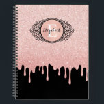 Carnet Elégant Parties scintillant rose gouttes Monogramm<br><div class="desc">Ce carnet de croquis personnalisé de 8, 5 x 11 a un monogramme noir et blanc sur une belle feuille faux rose et arrière - plan parties scintillant dégoulinant. Personnalisez-le pour l'artiste girly de votre vie. Fait un cadeau amusant pour les anniversaires et Noël. Conçu pour vous par Blackberry Boulevard....</div>