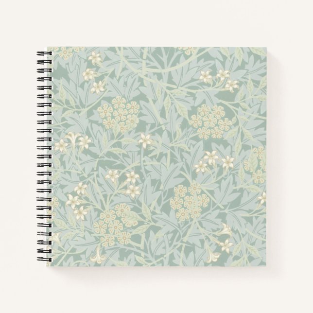 Carnet Elegant Pastel Green Jasmine Floral Pattern (Devant)