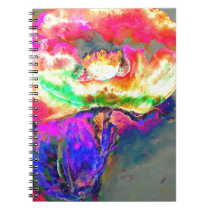 Carnet Élégant pavot à fleurs rose jaune abstrait