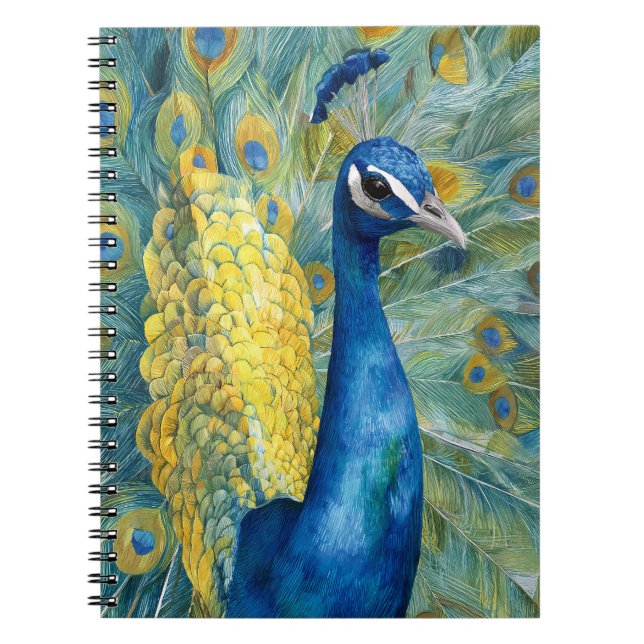 Carnet Elégant Peacock Turquoise or Feather Art (Devant)