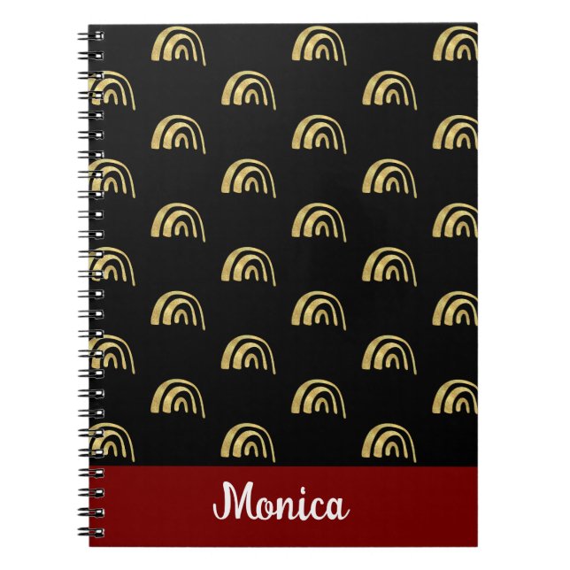 Carnet Elegant Personalized name  gold rainbow  pattern (Devant)