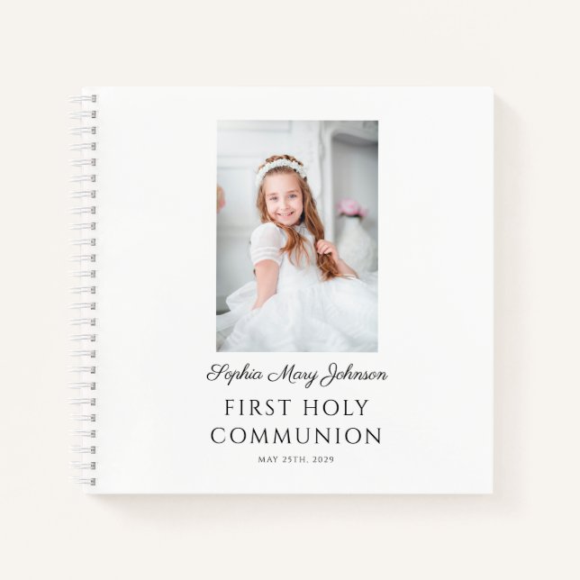 Carnet Elégant Photo Girl First Communion Guestbook (Devant)