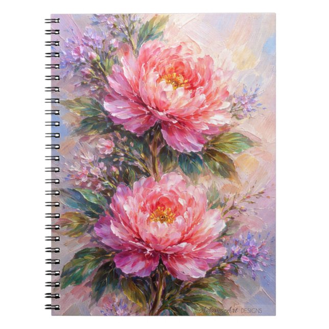 Carnet Elegant Pink Peony Blossom Art (Devant)