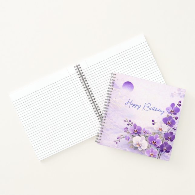 Carnet Elegant Purple Orchid Birthday (Intérieur)
