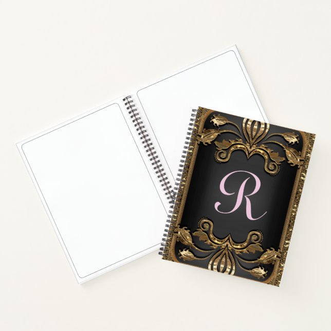 Carnet Élégant romantique Sentarce de fille Monogramme (Intérieur)
