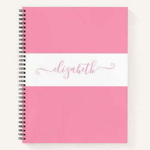 Carnet Élégant rose blanc couleur Nom du bloc Monogramme