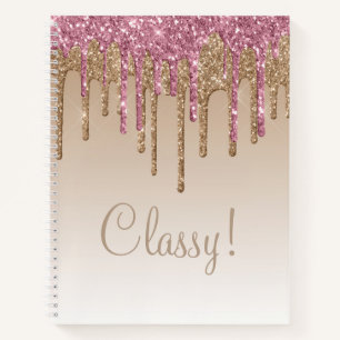 Carnet Élégant rose et or Parties scintillant Classy Scri