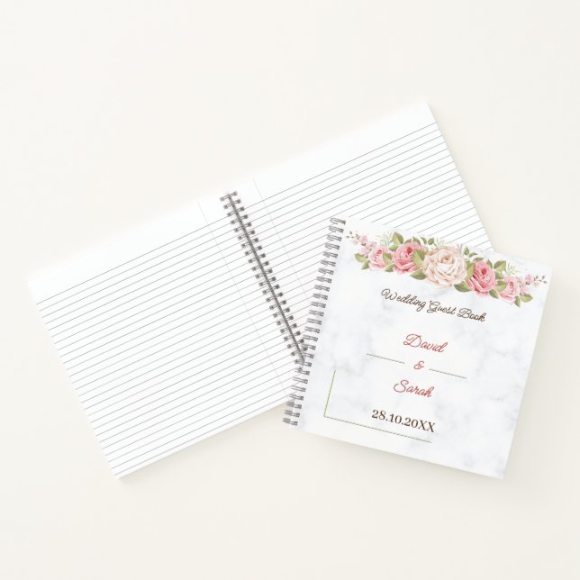 Carnet Elégant Rose Fleurs Mariage personnalisé (Intérieur)