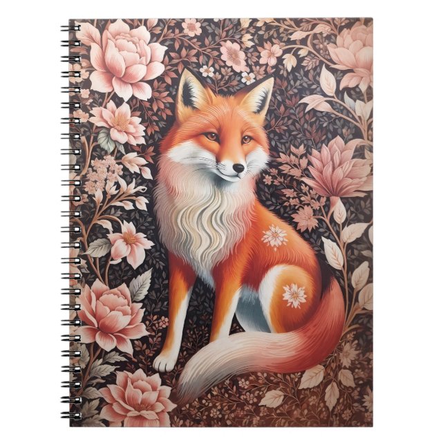 Carnet Elégant rose Floral Fox William Morris Inspiré (Devant)