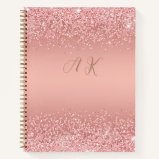 Carnet Elegant Rose Gold Luxe Shimmer Monogram