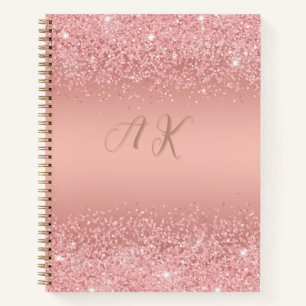 Carnet Élégant Rose Gold Luxe Shimmer Monogramme