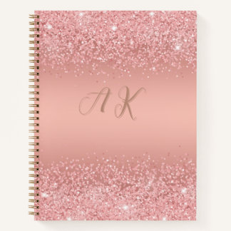 Carnet Élégant Rose Gold Luxe Shimmer Monogramme
