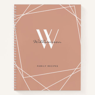 Carnet Élégant Rose Gold Monogramme Nom de famille Recett