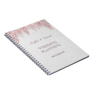 Carnet Élégant Rose Gold Palm Feuille Wedding planner