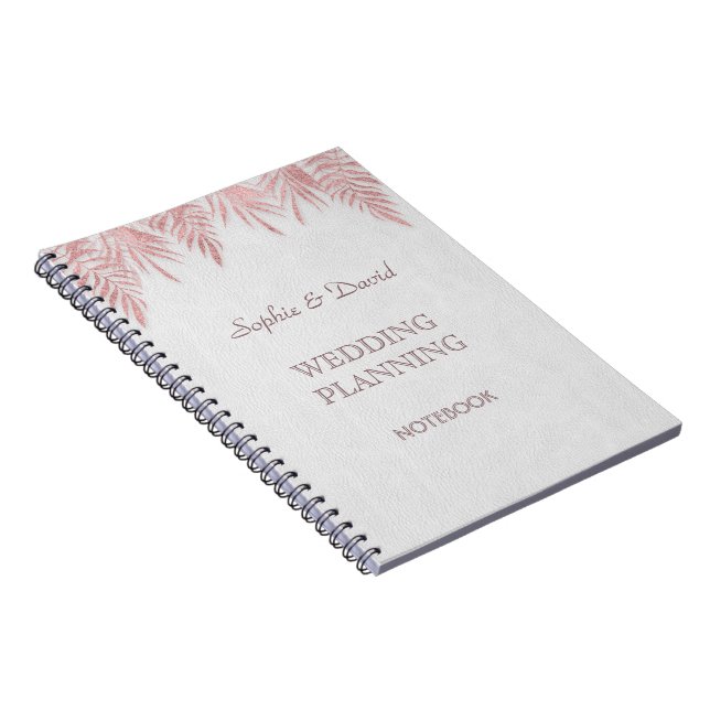 Carnet Élégant Rose Gold Palm Feuille Wedding planner (Côté Droit)