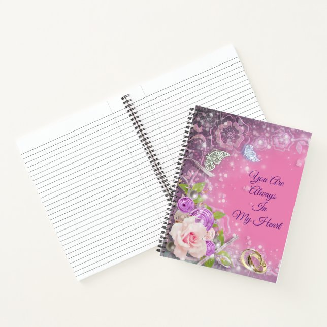 Carnet Élégant Rose Luxe Floral Ajouter Votre Texte (Intérieur)