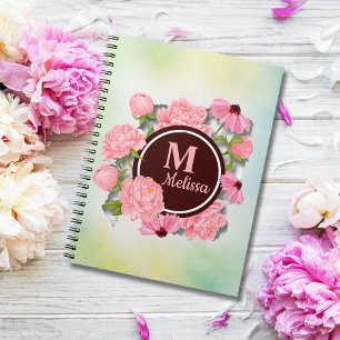 Carnet Elégant rose moderne Peony Aquarelle Florale