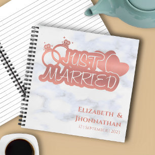 Carnet Elégant Rose Or juste marié Mariage Marbre