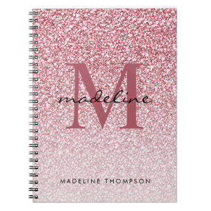 Carnet Élégant Rose Parties scintillant or Girly Monogram