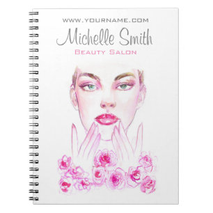 Carnet Elégant rose Roses Floral Aquarelle Beauté Salon