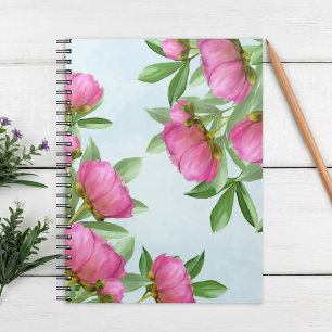 Carnet Élégant rose Simple Floral Fleurs de pivoines bota