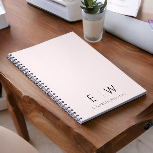 Carnet Élégant rose vif Moderne minimaliste Nom du monogr