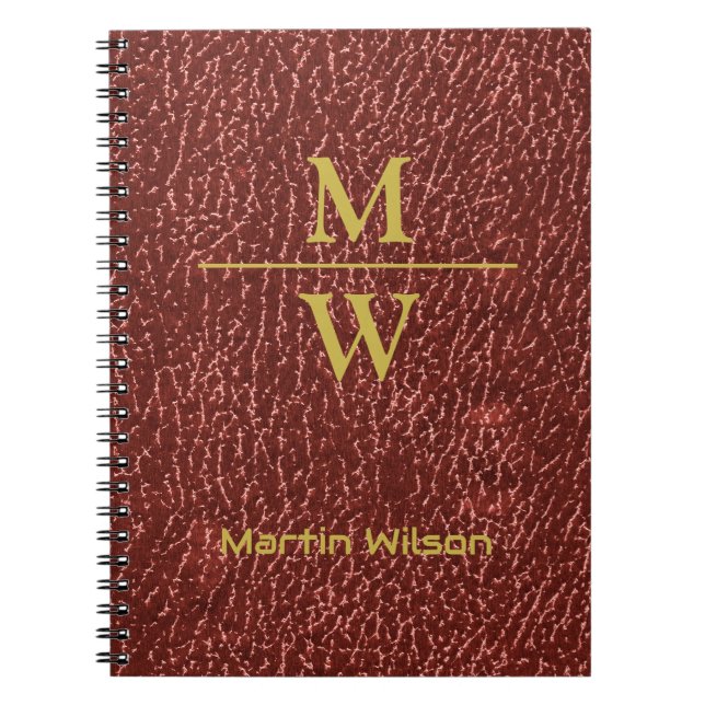 Carnet Elégant Rouge Monogramme Luxe Look Gold Letters (Devant)