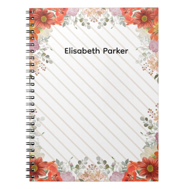 Carnet Elegant rustic floral kitchen cookbook recipes (Devant)