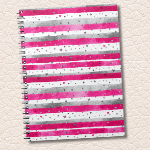 Carnet Élégant Saint-Valentin Rose Cœurs Argentés sur Ray