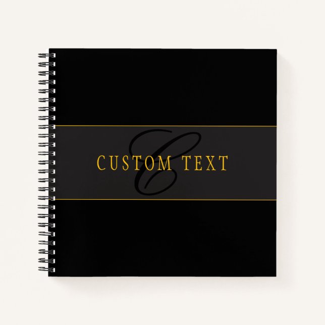Carnet Elegant Script Monogram Black & Gold (Devant)