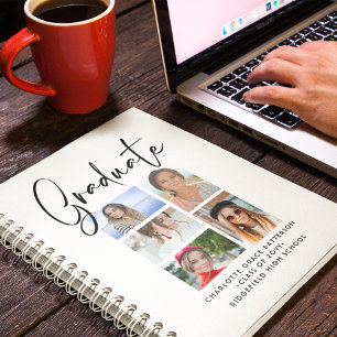 Carnet Élégant Script Multi Photo Graduate