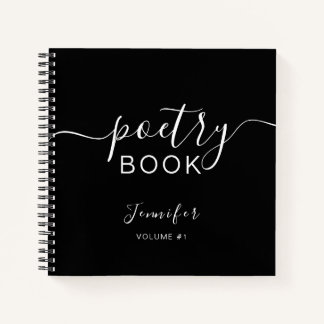 Carnet Élégant Script Noir Votre Nom Poésie