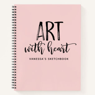 Carnet Élégant Script Pink Monogram Artist Sketchbook