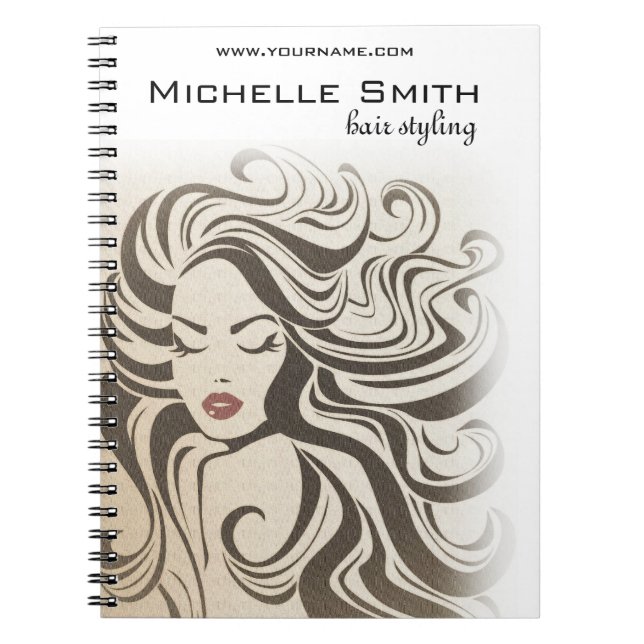 Carnet Élégant Sepia Chic Wavy Hairstyle extensions de ch (Devant)