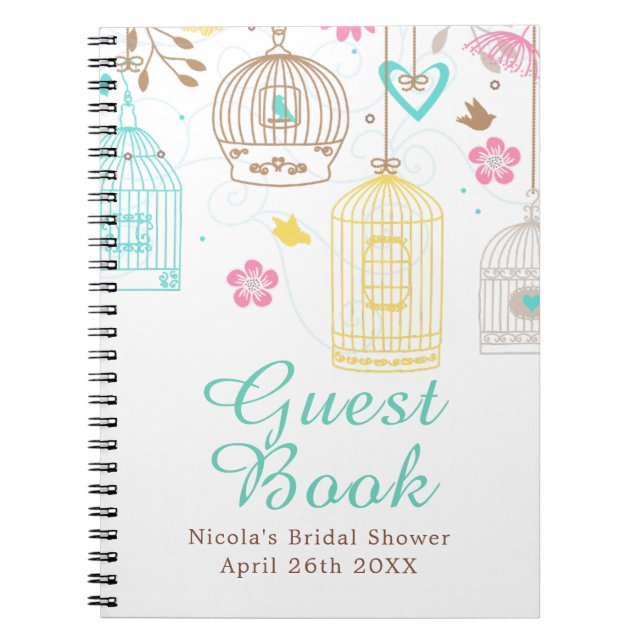 Carnet Élégant Shower Floral Jaune et Rose de Mariée (Devant)