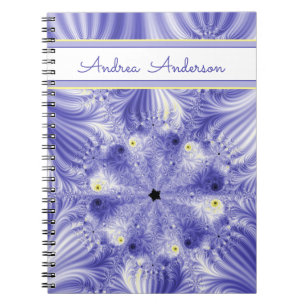 Carnet Élégant Silky Blue Fractal avec nom
