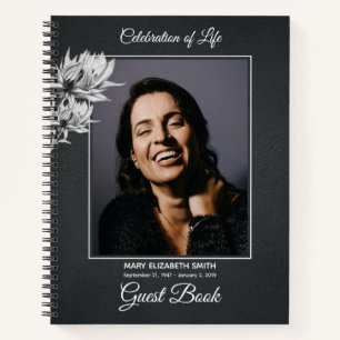 Carnet Elégant Simple Memorial Service Photo Guest Book