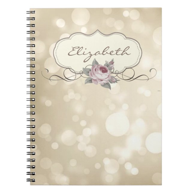 Carnet Élégant Stylé, Bokeh, Rose (Devant)