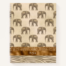 Élégant Tigre Or Eléphant Monogramme Initiales