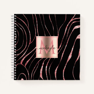 Carnet Élégant tigre or Rose rayé noir