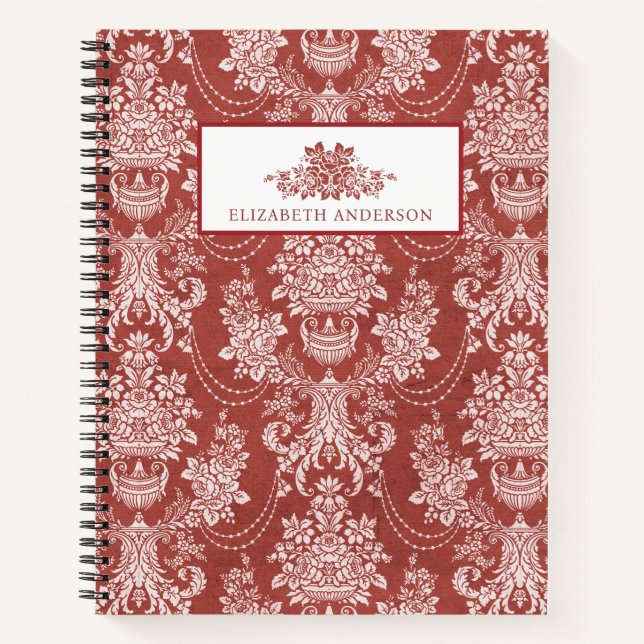 Carnet Elégant Toile rouge Vintage (Devant)