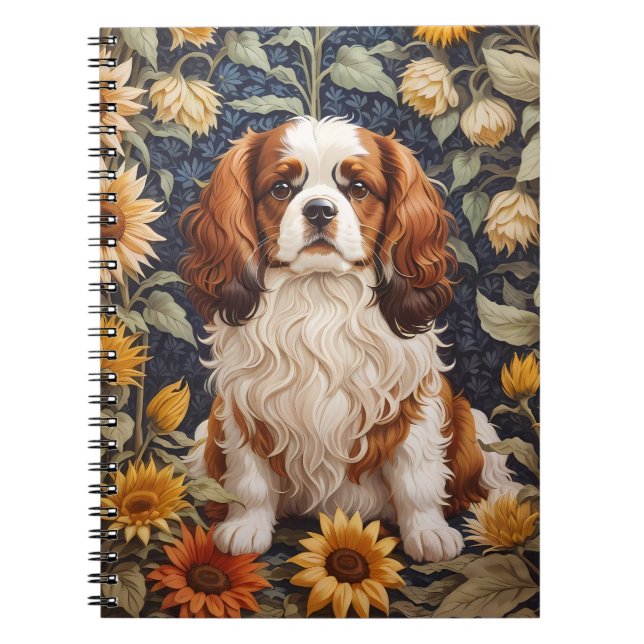 Carnet Élégant tournesol Cavalier King Charles Spaniel (Devant)