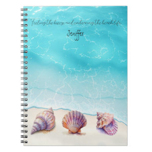 Carnet Elégant Tropical Beach Seashells Pearls Nautique