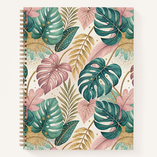 Carnet Elegant Tropical Monsteras Boho (Devant)