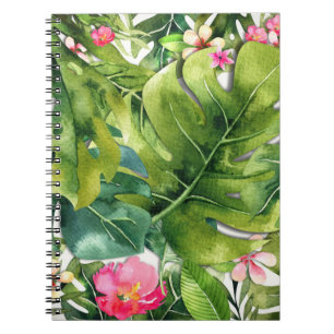 Carnet Elégant Tropics Vert Feuille Floral Aquarelle