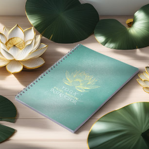 Carnet Élégant Turquoise Gold Lotus YOGA instructeur de m